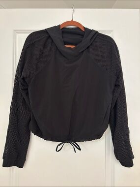 Lululemon Black Hooded Mesh-Sleeve Women's Top